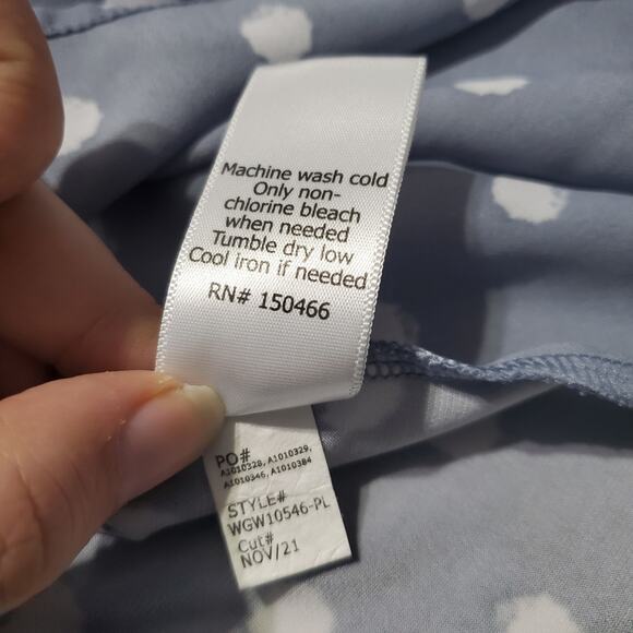 41 Hawthorn Women's Blue White London Mixed Media Polka Dot Blouse Top Size 1X - Picture 6 of 6